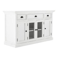 HomeRoots White Accent Cabinet With Glass Doors