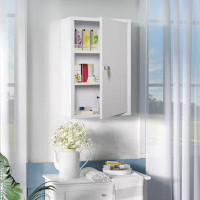 Myhomekeepers Steel Wall Mount Medicine Cabinet 3 Tier Emergency Box For Bathroom Kitchen, Lockable With 2 Keys, White