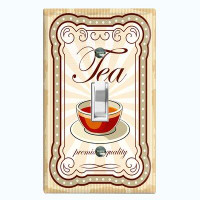 WorldAcc Metal Light Switch Plate Outlet Cover (Tea Cup Tan Frame Premium Quality - Single Toggle)