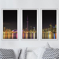 Made in Canada - Picture Perfect International Toronto at Night - 3 Piece Picture Frame Photograph Print Set on Acrylic