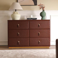 Bay Isle Home™ Exquisite Brown Dresser Elegant Solid Wood Dresser For Bedroom, Modern Brown Dresser With Spacious Clothe
