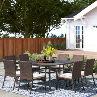 Lark Manor Alyah Square 8 - Person 60" Long Dining Set with Cushions