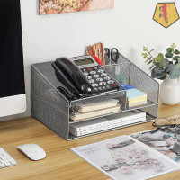 GN109 Telephone Stand For Desk Organizer Office Suppies Desktop Organizer With Letter Tray Phone Stand Pen Pencil Holder