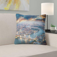 Made in Canada - East Urban Home Cityscape Aerial View of London at Dusk Pillow