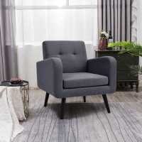 George Oliver Modern Upholstered Comfy Accent Chair With Rubber Wood Legs