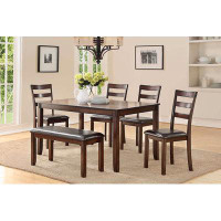 Red Barrel Studio Classic Style 6Pcs-Dining Set Rectangle Table 4 Side Chairs And Bench Dining Room Furniture MDF Rubber