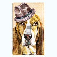 WorldAcc Metal Light Switch Plate Outlet Cover (Cute Beagle Dog Fancy Fedora Hat Brown     - Single Toggle)