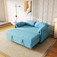 Mercer41 54 "Velvet Blue Sofa Sofa Bed Dual Purpose Living Room Retractable Bed