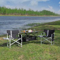 Latitude Run® Set Of 3, Folding Outdoor Table And Chairs Set For Indoor, Outdoor Camping, Picnics, Beach,backyard, Bbq,