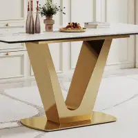 Hokku Designs Zerik 70.87" Stone Dining Table