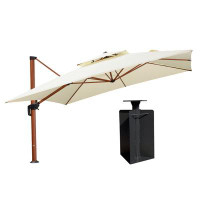Arlmont & Co. Arlmont & Co. 144'' Outdoor Double Top Square Deluxe Patio Umbrella with Base in Ground