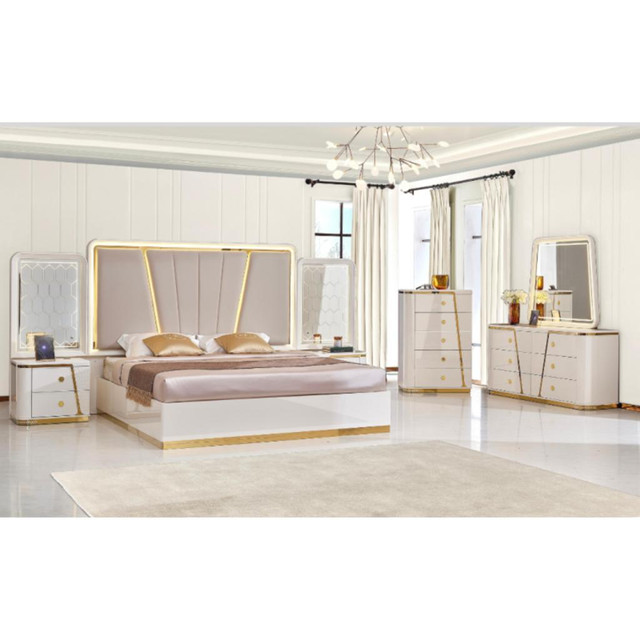 Bedroom Set in Gold and Beige at Special Price !! in Beds & Mattresses in Mississauga / Peel Region - Image 2