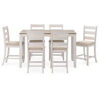 Red Barrel Studio Skempton Counter Height Dining Table and Bar Stools (Set of 7)