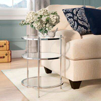 Willa Arlo™ Interiors Carolina Glass Top 3 Legs End Table with Storage