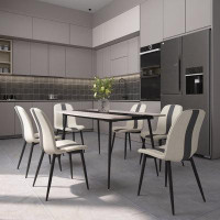 Wildon Home® Dining Room Sets, Modern Dining Table And Upholstered Chairs Set Of 6
