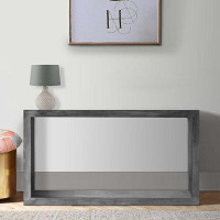 Hokku Designs 52" Cube Shape Wooden Console Table With Open Bottom Shelf, Charcoal Grey