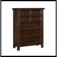 NTYUNRR Classic Bedroom Brown Finish 1Pc Chest Of Drawers Mango Veneer Wood Transitional Furniture_54.5" H x 38" W x 18"