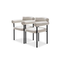 Brayden Studio Set Of 2 Fabric Upholstered Armrest Dining Chair With Steel Legs