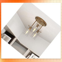 Everly Quinn Flush Mount Ceiling Light, 3-Light Kitchen Fixture With Clear Glass Shade For Hallway, Dining Room And Bedr