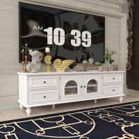 Canora Grey Classic Elegance White Media Console With Arch Glass Doors