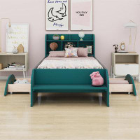 Harriet Bee Twin Size Platform Bed With Drawers, Storage Headboard And Footboard