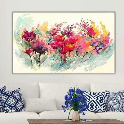 Charlton Home 'Wild Flowers' Watercolor Painting Print on Wrapped Canvas in Home Décor & Accents