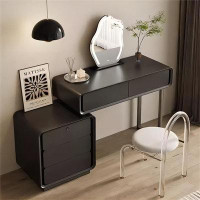 Hokku Designs 39.37"Black dressing table with cabinet and acrylic stool