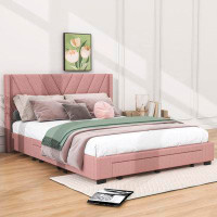 Latitude Run® Queen Size 3 Drawers Upholstered Platform Bed With Headboard