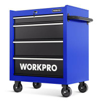 WORKPRO Coffre à outils à 4 tiroirs, armoire de rangement à outils roulante en métal de 26 pouces avec roulettes, capaci