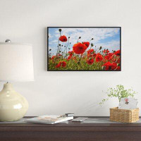 East Urban Home 'Bright Red Poppy Flowers Photo' Framed Photographic Print on Wrapped Canvas