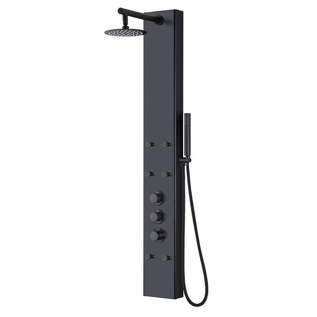 Stainless Steel in a Matte Black Finish, Sedan Thermostatic Valve.  Shower Panel 57 Inch H   BSQ in Plumbing, Sinks, Toilets & Showers - Image 4