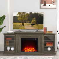 Lark Manor Ambere 71.2'' W Storage TV Stand with Electric Fireplace Included