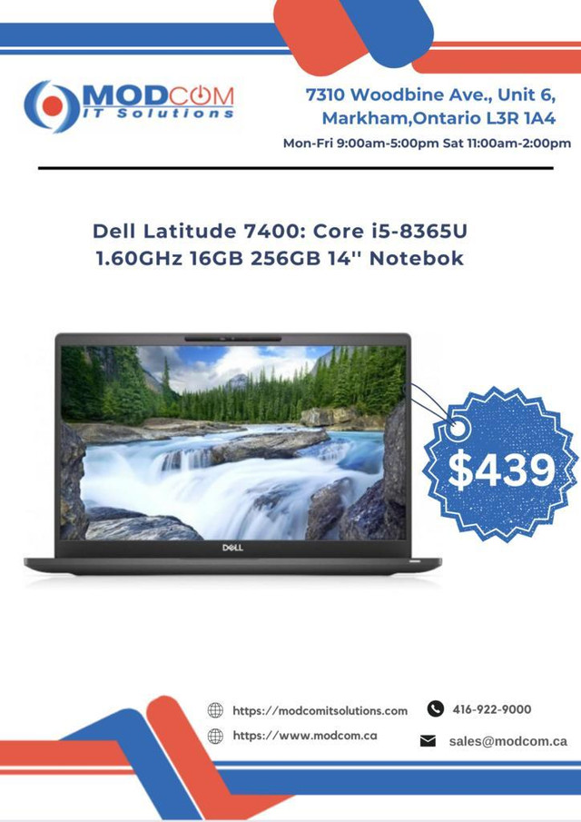 Dell Latitude 7400 14-Inch Notebook Laptop OFF Lease For Sale!! Intel Core i5-8365U 1.60GHz 16GB Ram 256GB Storage in Laptops
