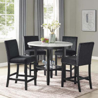 Red Barrel Studio Transitional 5Pc Round Counter Height Dining Table Set-Fabric-36" H x 42" W x 42" D