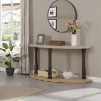 Charlton Home 48 Inch Long Semi Circle Demilune Sofa Table For Small Hallway Entryway Space, Wooden Half Moon Sturdy Con