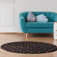 East Urban Home Black & Colour Moon Phases Poly Chenille Rug