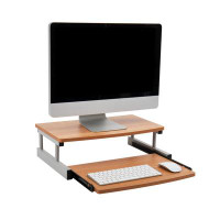 Mind Reader Monitor Stand, Sliding Keyboard Drawer, Laptop, Riser, Office, 20"L x 14.75"W x 5.9"H