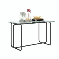 Wrought Studio 1-piece Rectangle Dining Table with Black Metal Frame