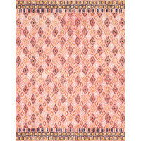 Justina Blakeney x Loloi Geometric Hand Hooked Wool Pink/Brown Area Rug