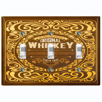 WorldAcc Metal Light Switch Plate Outlet Cover (Vintage The Original Whiskey Yellow Frame Border Brown - Single Toggle)