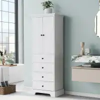 Red Barrel Studio Storage Cabinet with 2 Doors and 4 Drawers for Bathroom