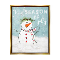 Stupell Industries Tis the Season Snowman by Janet Tava Floater Frame Print on Canvas