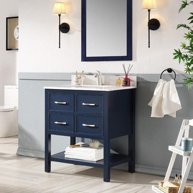 30, 36, 48 &amp; 60 Inch Blue or Grey Vanity W/Artificial Marble White Top w/20 Rectangular Ceramic Sink   CCI in Cabinets & Countertops - Image 4