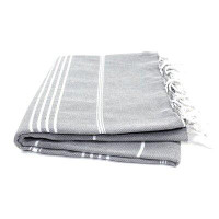 The Grey Antler Gray/White Striped Turkish Towel