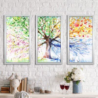 Made in Canada - Picture Perfect International "Rainbow Tree" 3 Piece Framed Painting Print Set