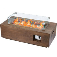 Loon Peak Fontane 15.4'' H x 42'' W Magnesium Oxide Outdoor Fire Pit Table with Lid