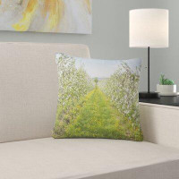 East Urban Home Floral Bloomy Peach Forest Photography Pillow
