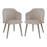 Corrigan Studio Casabianca Home Luntsford Set Of 2 Armless Velvet Fabric Modern Dining Chairs With Wood Leg , Gray - For