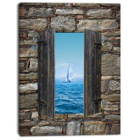 Made in Canada - Design Art Window Open to Sailing Boat - Wrapped Canvas Photographic Print