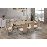 Infinity Furniture Import 8 - Person Beech Solid Wood Dining Set